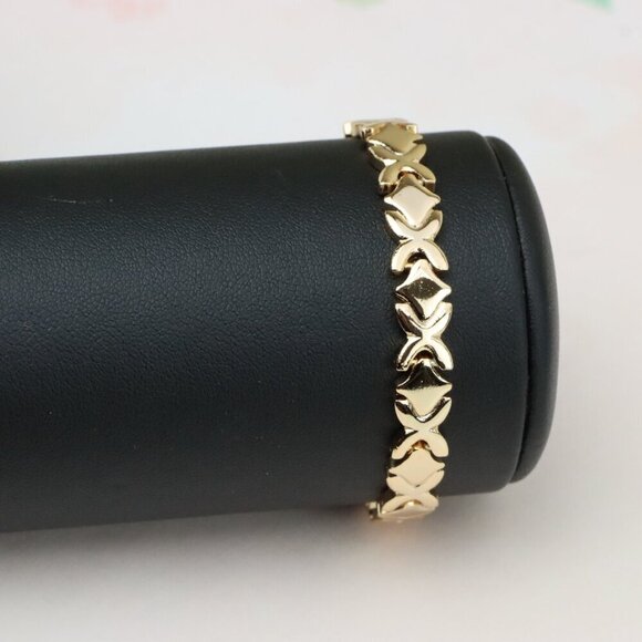 "Rose Gold Bracelet with High-Polish X Pattern Links, XPBL0819 - Picture 10 of 13